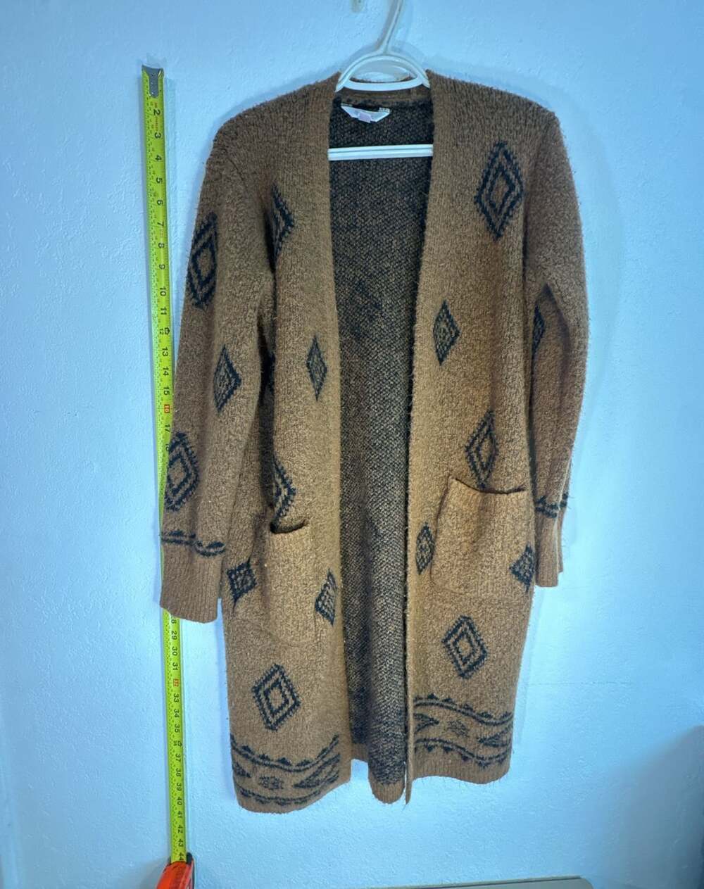 No Boundaries Cardigan Sweater Size XL Geometric Brown